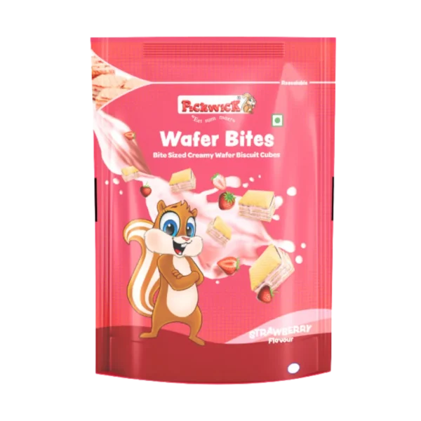 Bite Sized Creamy Wafer Biscuit Cubes - 120gm (Strawberry)